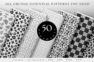 50 Black Grunge Patterns