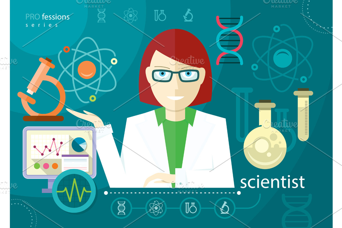 Profession scientist with icon