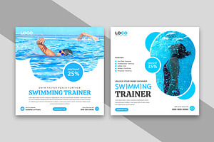Swimming Trainer Social Media Post, a Social Media Template by nandinigraphics
