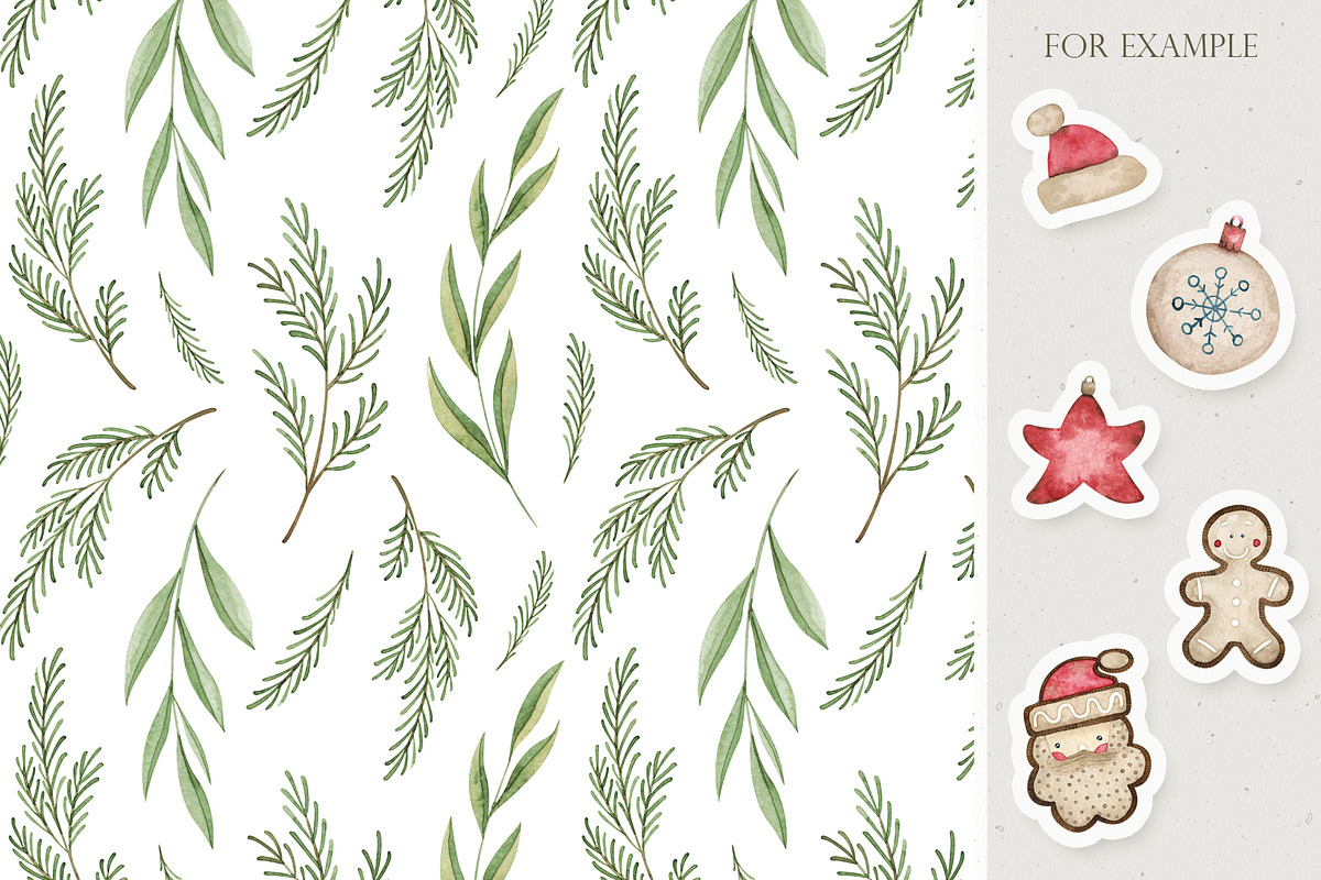 Watercolor Cozy Christmas set, an Illustration by OrangePeafowlArt (Photo 14 of 15)
