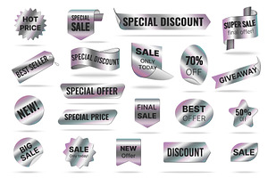 Hologram labels sales offer discount, an Object Illustration by Lemberg Vector