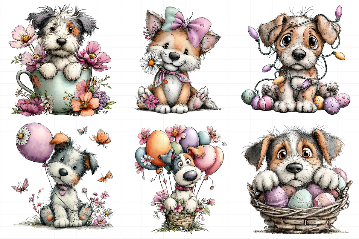 Spring Dog Clipart Set Bundle, an Illustration by Daily.Designs (Photo 3 of 7)