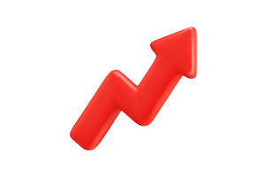 3d Red Zigzag Upward Arrow for, a Finance Illustration by ModVector