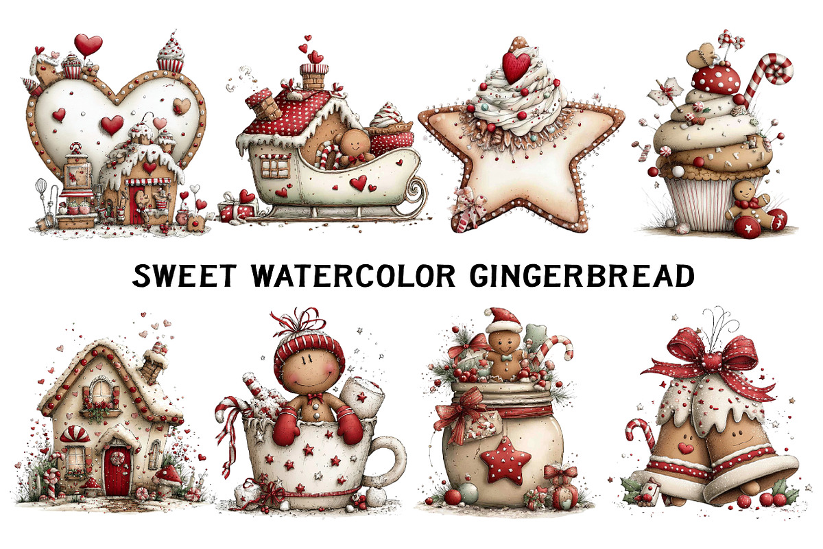 Sweet Watercolor Gingerbread Png, an Illustration by Craft Nest (Photo 4 of 6)