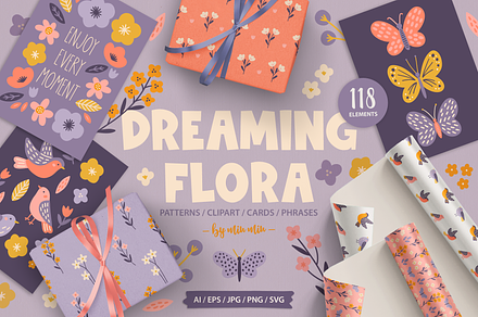 Dreaming Flora Kit, a Seasonal Illustration by miumiu