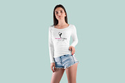 Long Sleeve Woman T-Shirt MockUp, a Shirt Mockup by PSD Market (Thumbnail 10 of 11)