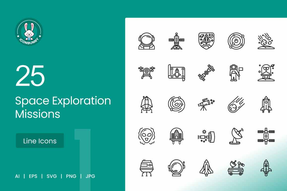 25 Space Exploration Missions Icons, an Icon by IconBunny (Photo 1 of 2)