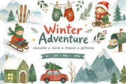 Christmas Watercolor Winter Clipart, a Seasonal Illustration by Hanna's ArtLab (Thumbnail 1 of 6)