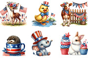Fourth of July Cute Animal Watercolo, an Illustration by DreamArtGraphic (Thumbnail 3 of 4)
