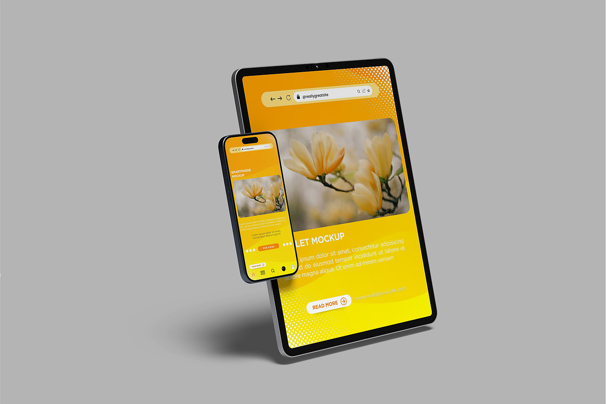 Tablet & Phone Mockup, a Device Mockup by rizalamora (Photo 8 of 11)