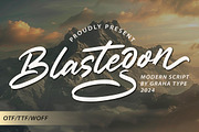 Blastegon - Modern Script, a Script Font by Graha Type (Thumbnail 1 of 12)