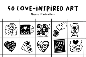 50 Love-Inspired Hand-Drawn Art, an Object Illustration by The Journey Atelier