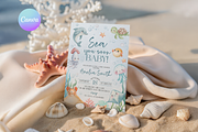 Under the Sea Baby Shower Invitation, a Templates & Theme by VeliusCreativeStudio (Thumbnail 1 of 5)