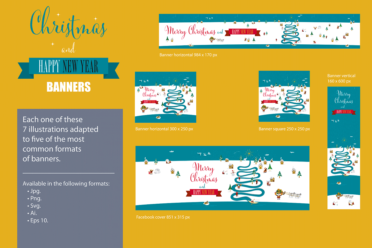 Christmas Cards and Banners Bundle, a Seasonal Illustration by ÁRTICA (Photo 12 of 19)