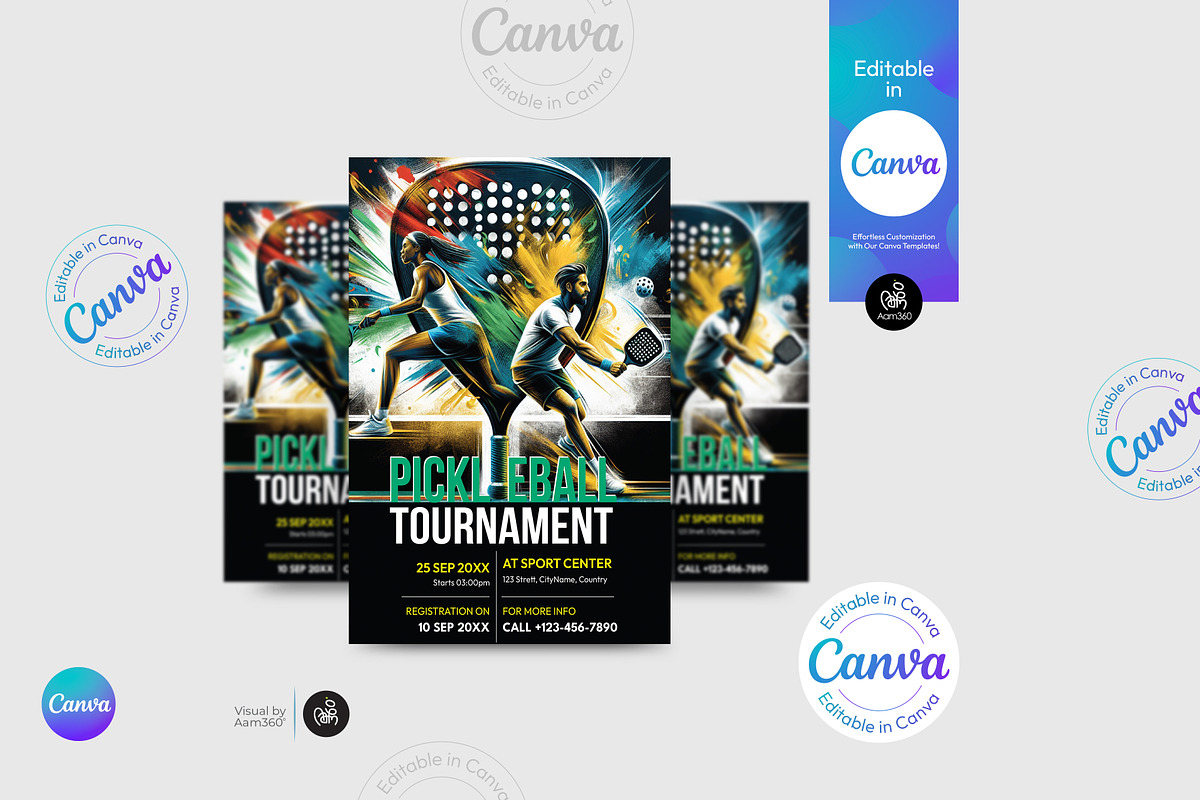 Canva Editable Pickleball Flyer, a Flyer Template by Aam360 (Photo 2 of 3)