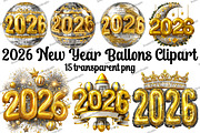 2026 New Year Ballons Clipart, an Illustration by DreamArtGraphic (Thumbnail 1 of 5)