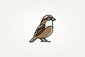 sparrow bird flat line art icon logo, a Branding & Logo Template by Blazybone