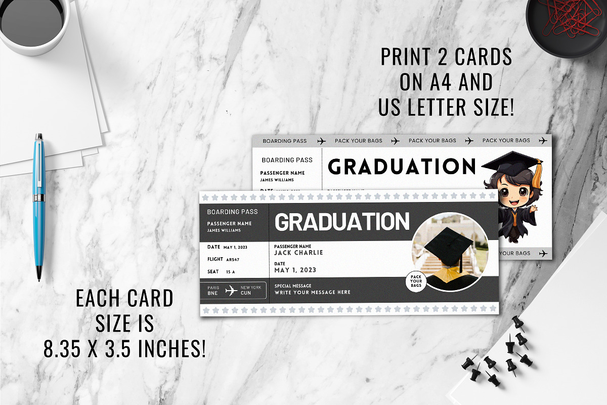 Graduation Boarding Pass Template, a Card Template by Snapybiz (Photo 7 of 9)