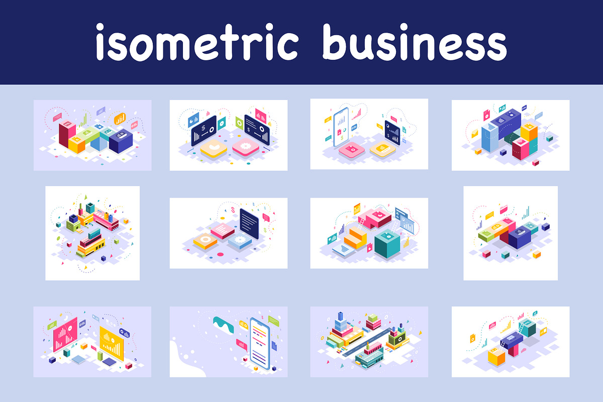 isometric business vector bundle, an Object Illustration by foxndeer (Photo 1 of 4)