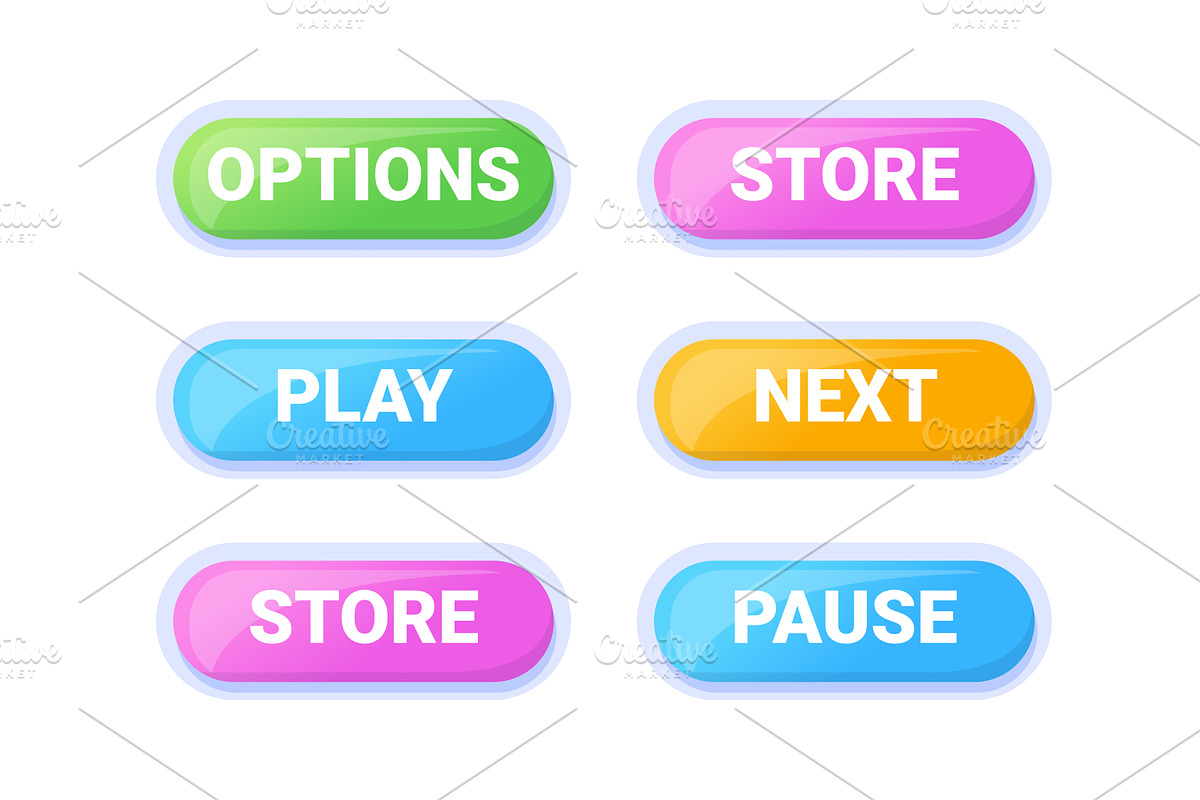Game UI button. Mobile, an Object Illustration by Things for designers