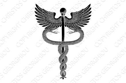 Rod of Asclepius Vintage Medical, a Healthcare Illustration