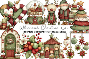 Whimsical Christmas Clipart, an Illustration by Black Bird Studio