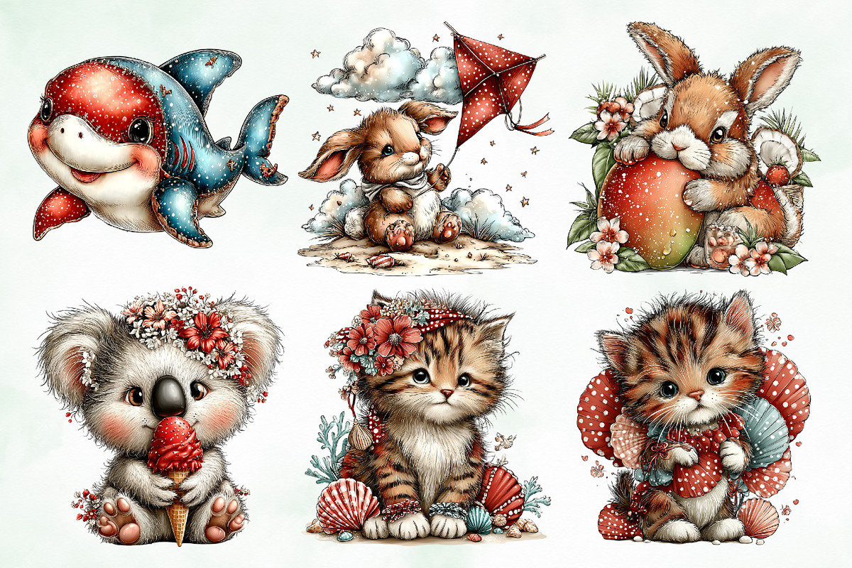 Whimsical Summer Animal Clipart, an Animal Illustration by Creative Art (Photo 2 of 8)