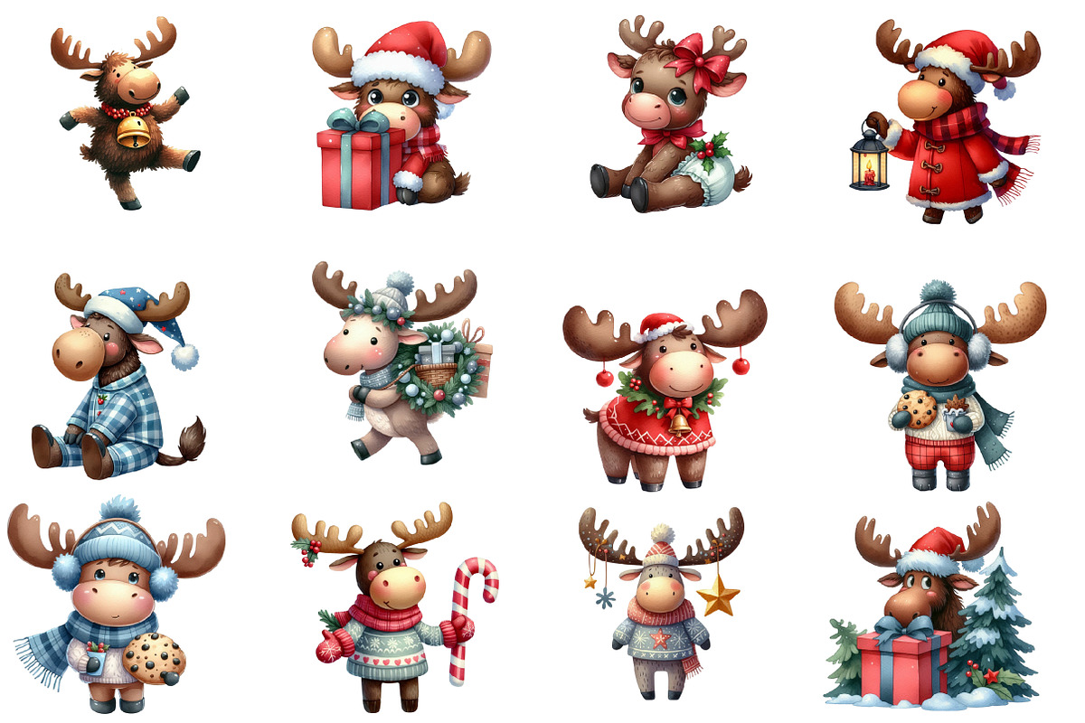 Cute Christmas Moose Sublimation, an Illustration by Designworld (Photo 3 of 5)