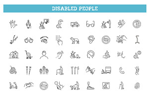 Disabled People outline Icons, an Outline Icon by Tettygreen
