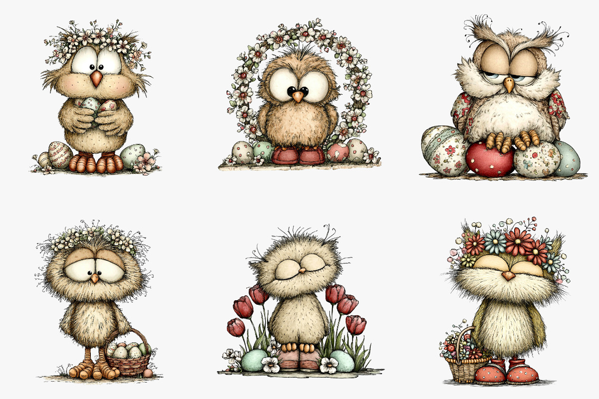 Whimsical easter owl clipart, an Illustration by CreationArt (Photo 5 of 7)
