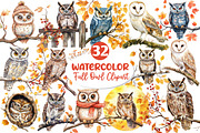 Autumn Owl Clipart Sublimation, an Illustration by Dream Creation (Thumbnail 1 of 6)