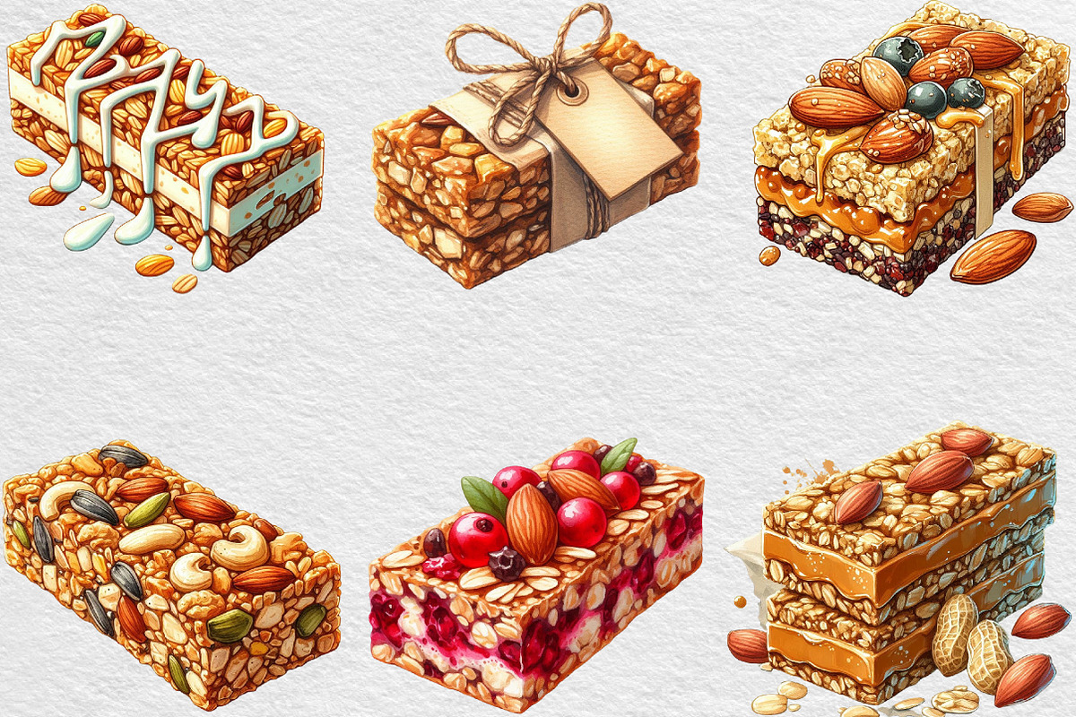 Granola Bar Watercolor Clipart, an Illustration by Black Bird Studio (Photo 5 of 6)