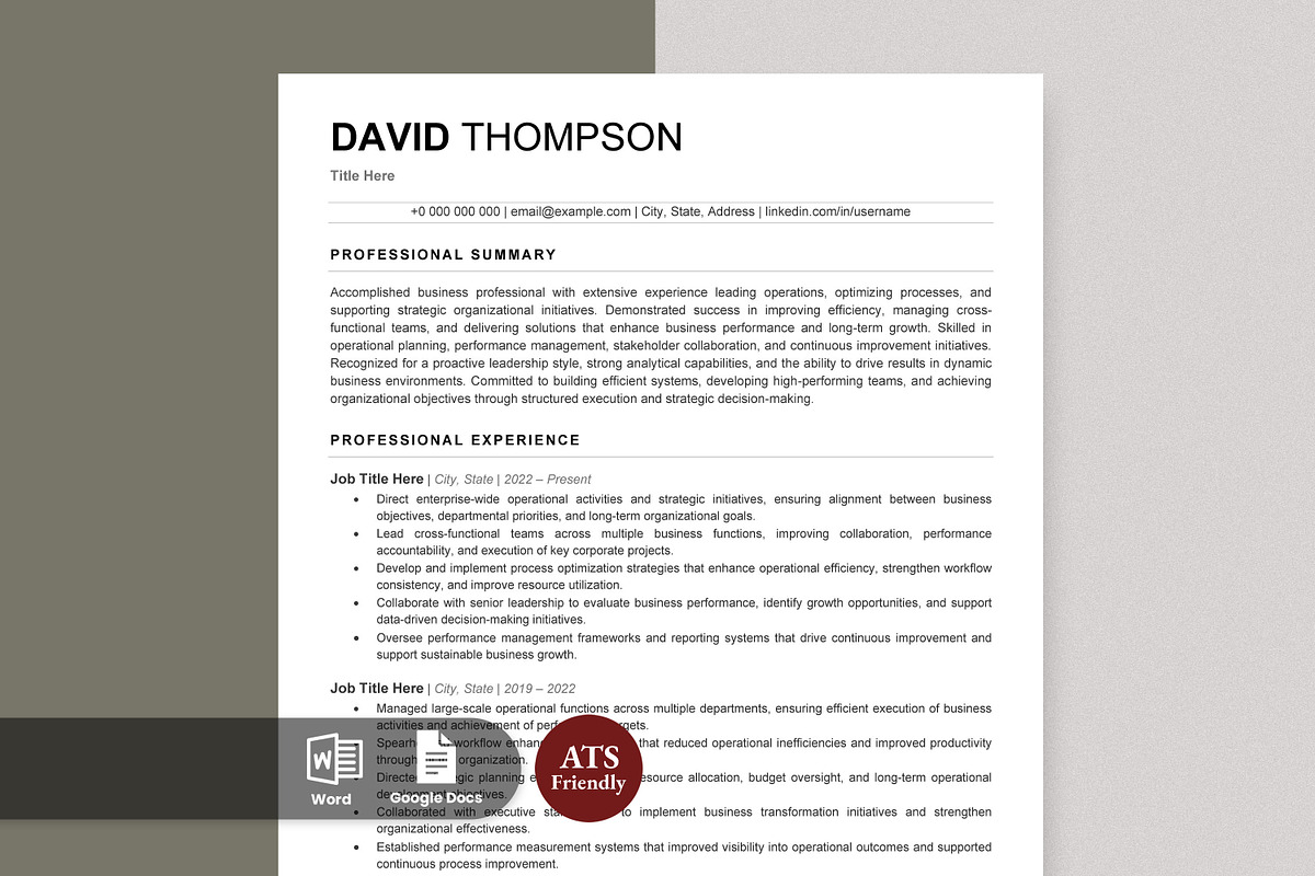 ATS Resume Template / Job Winning CV, a Resume Template by Anjum Ilyas (Photo 1 of 7)