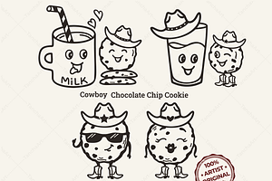 Cowboy Cookie Clipart Funny Milk SVG, a Graphic by TanchaArt