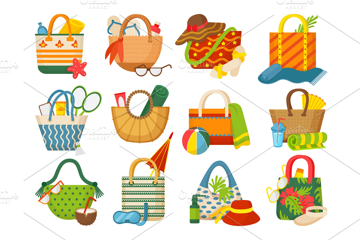 Summer bags for beach. Female, an Object Illustration by Valerie Bodnar