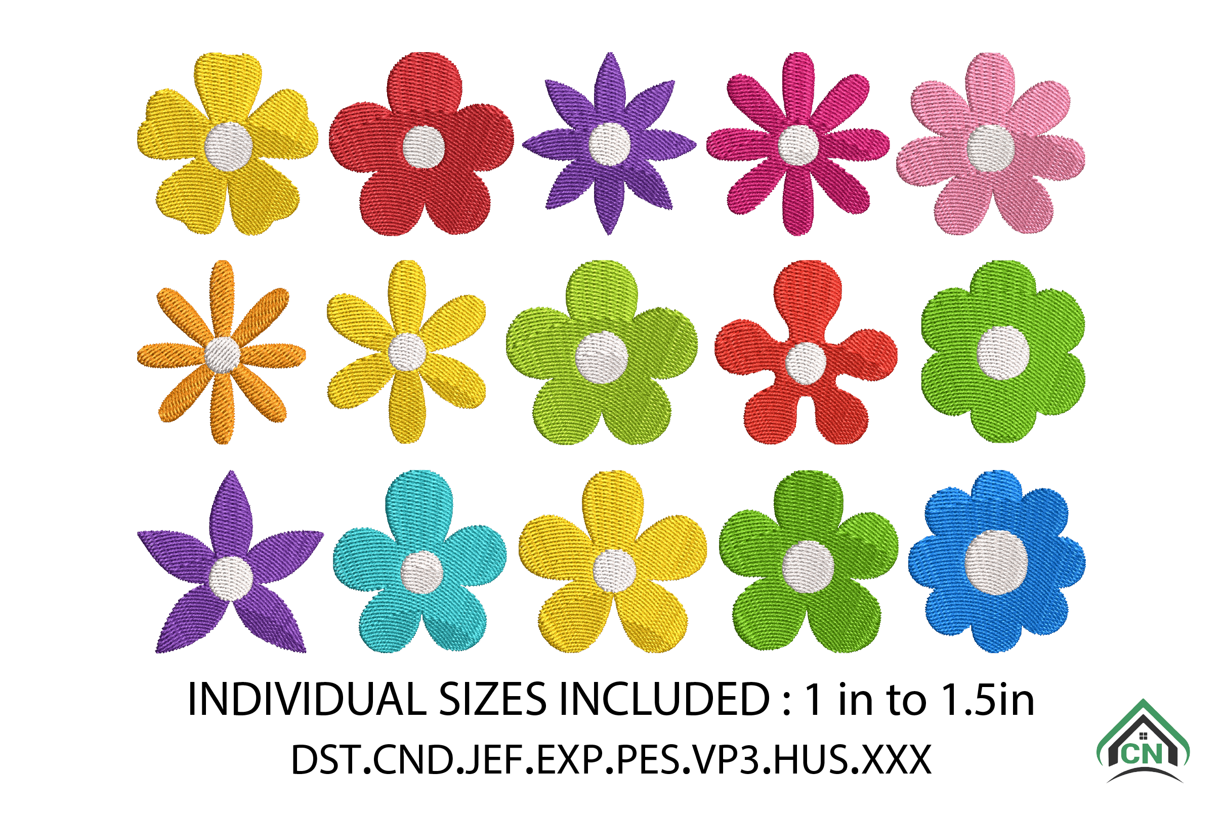 Mini Daisy Flowers Embroidery Design, a Solid Icon by Craft Nest