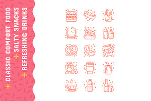 Comfy Cravings Line Art Icon Set