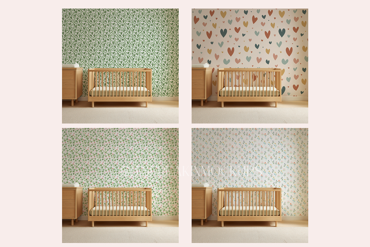 6 Kid Room Wallpaper Mockups, a Household Mockup by ItsFreakinMockups (Photo 7 of 7)