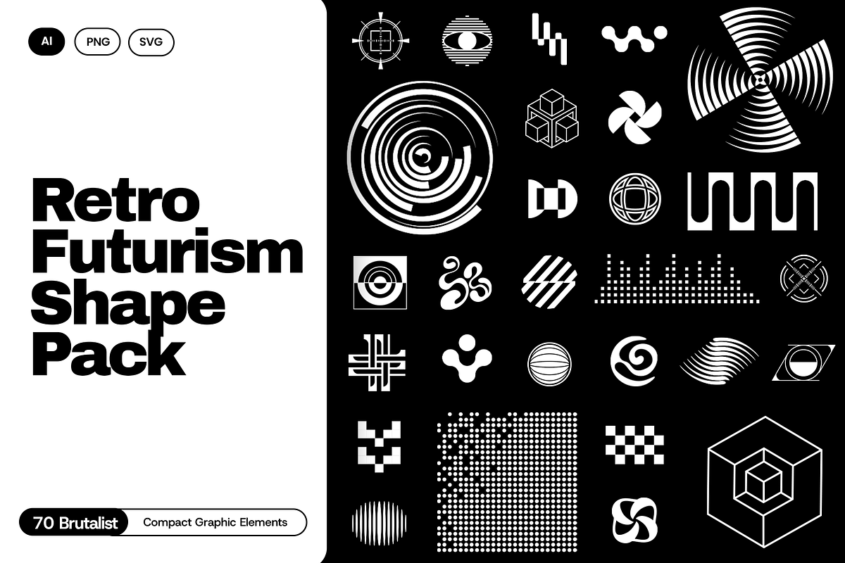 Retro Futurism Shape Pack 70+ Vector, a Technology Illustration by Invisual Studio (Photo 1 of 11)