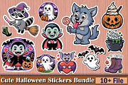 Cute Halloween Stickers Bundle, a Seasonal Illustration by protabsorkar11 (Thumbnail 1 of 6)