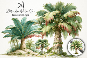 Watercolor Palm Tree PNG Clipart, a Seasonal Illustration by RobertsArt