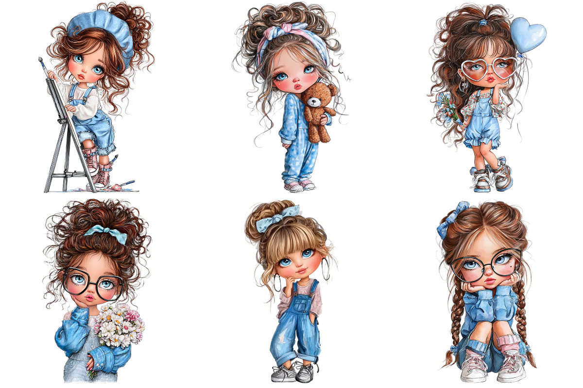 Quirky Cute Little Girl Clipart, an Illustration by Craft Nest (Photo 7 of 10)