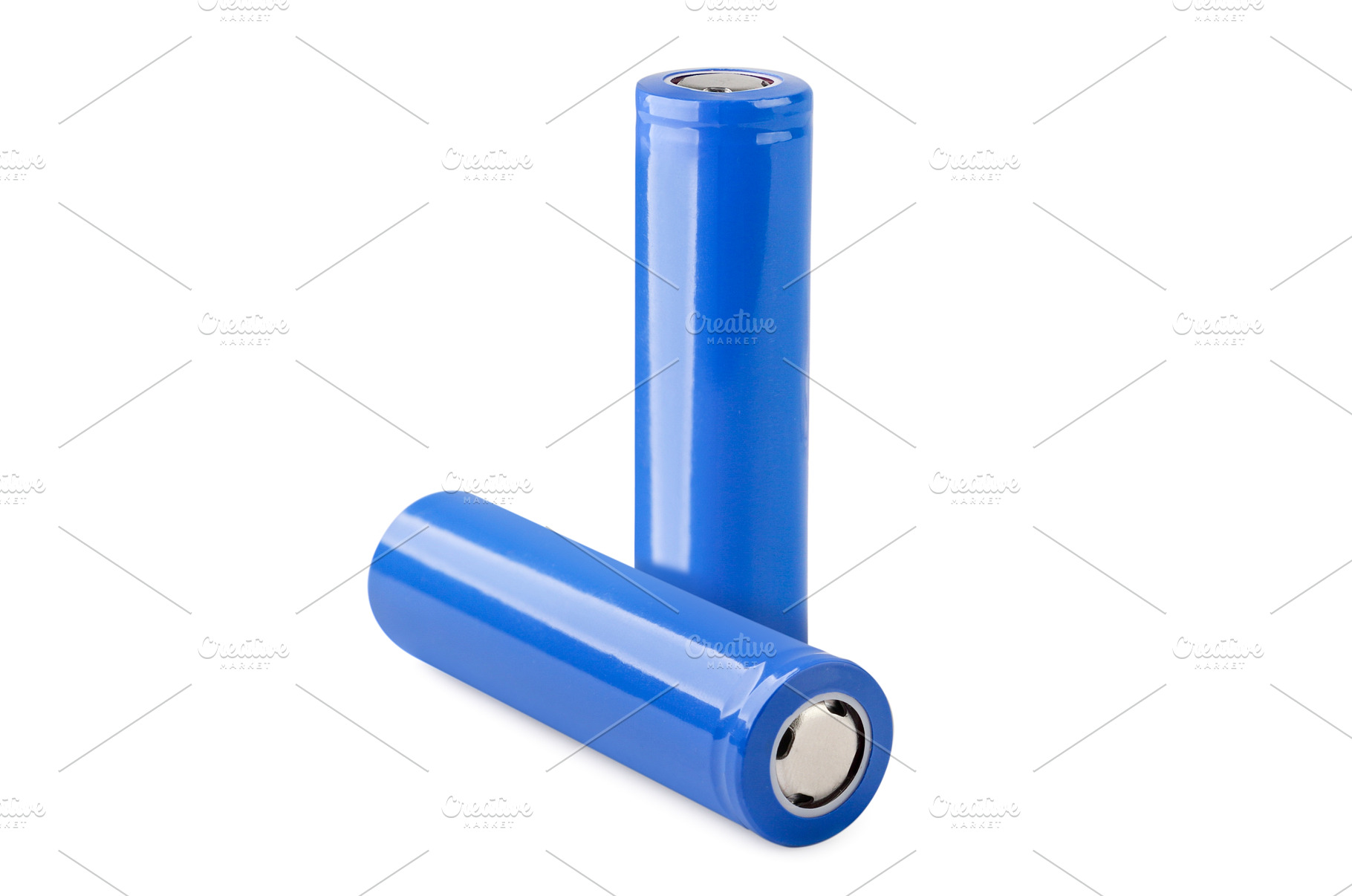 Two Lithium batteries on a white, an Industrial Photo by innakreativ