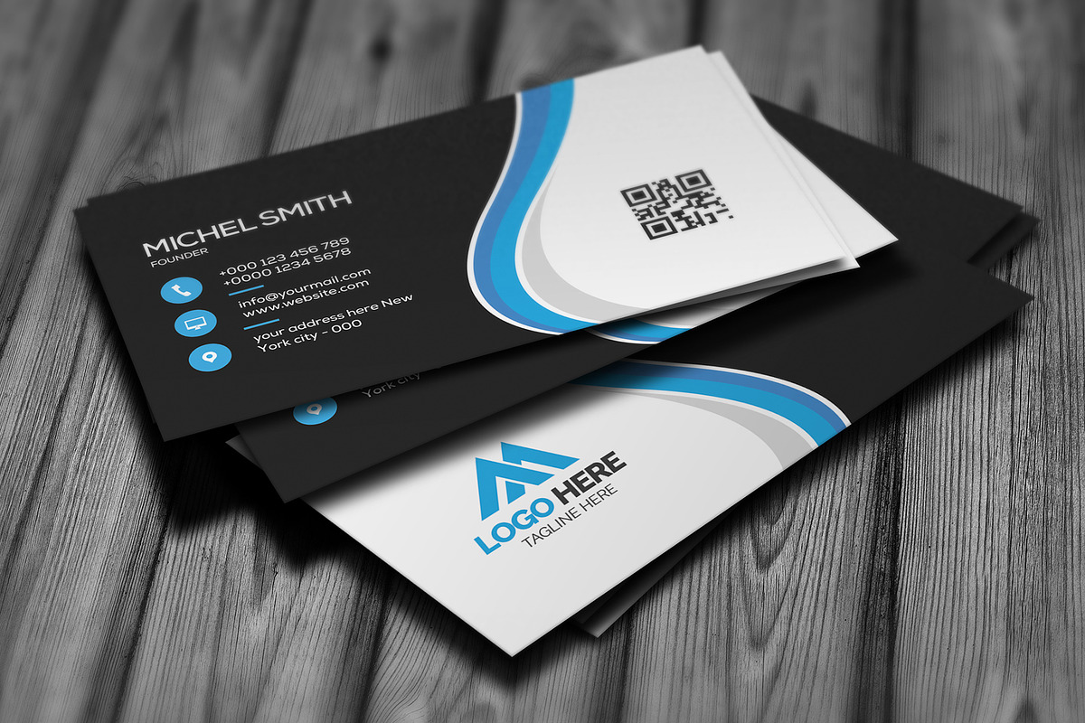 Wavy Stylish Business Card, a Business Card Template by Saman Osama (Photo 3 of 3)