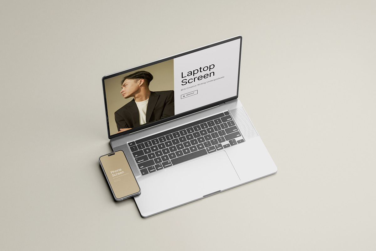 Laptop And Phone Mockup, a Wearable Device Mockup by Graphic_world89 (Photo 4 of 8)