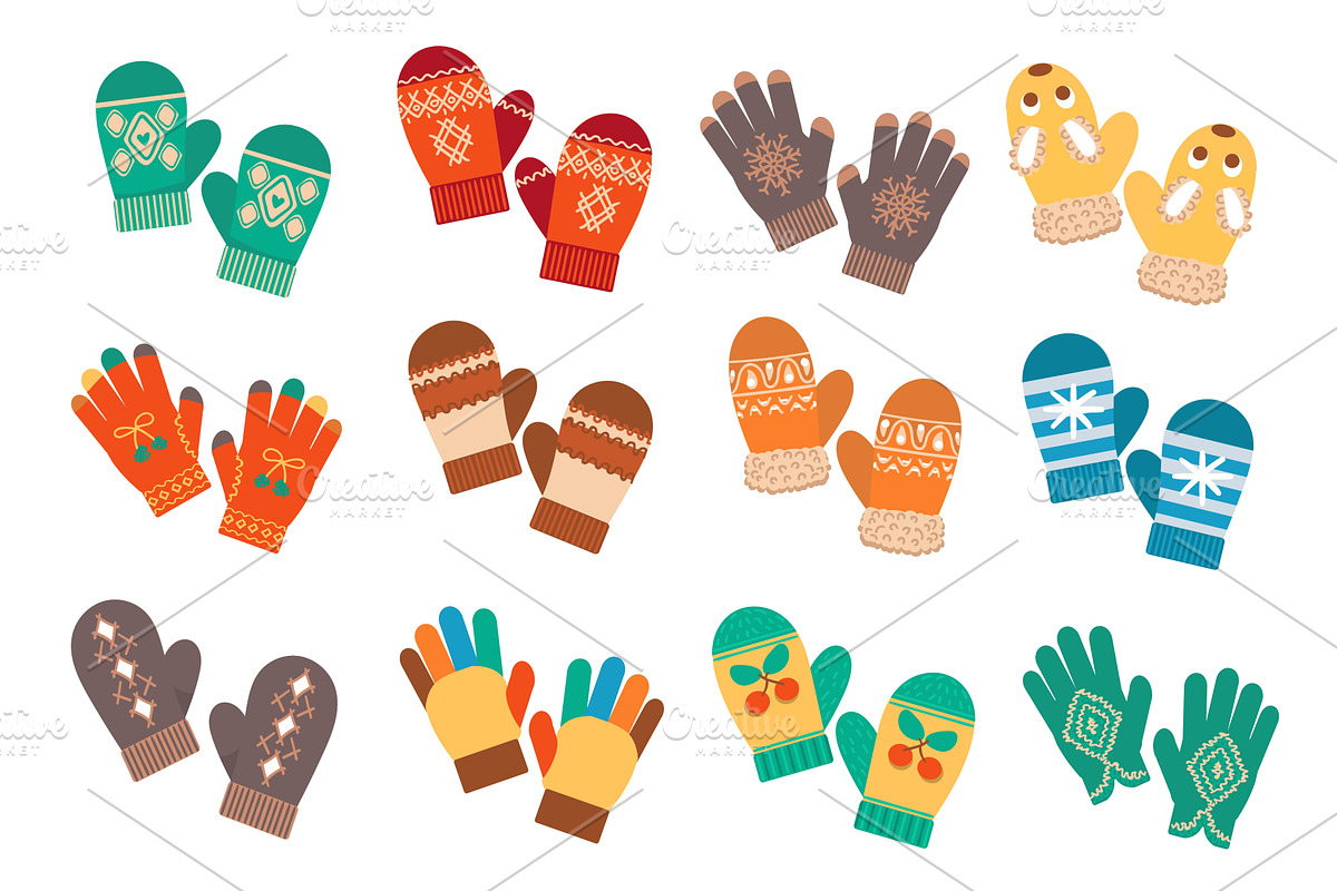 Knitted mittens and gloves. Winter, an Object Illustration by Vectorbuum