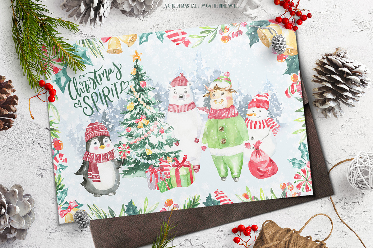 Christmas Tale Watercolor Clipart, an Animal Illustration by Catherine Wheel (Photo 10 of 14)