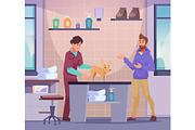 Veterinarian examining dog with pet, an Animal Illustration by Onyx (Thumbnail 1 of 3)