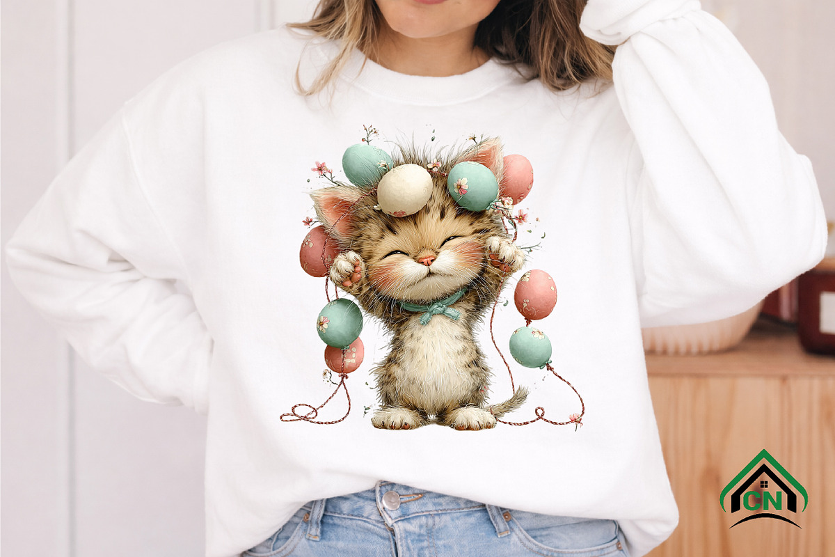Whimsical Easter Cat Clipart, an Illustration by Craft Nest (Photo 9 of 12)