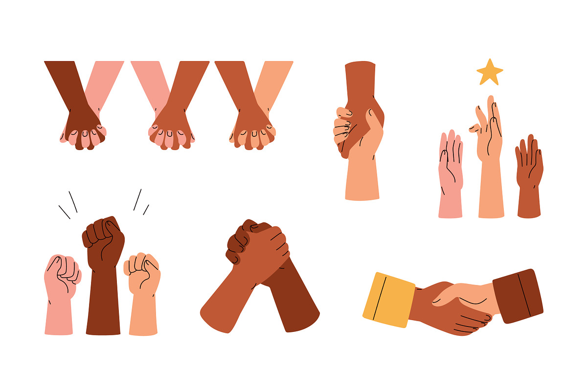 Diverse hands holding together set, a Person Illustration by Good Studio (Photo 2 of 11)